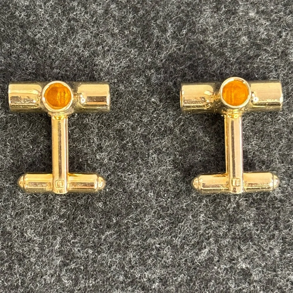 Hickok NIB Gold/Brass-Tone T-Connector Pipe Shaped Cuff Links
